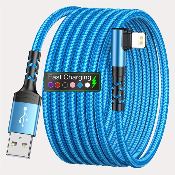 [Fast Charge Lightning Cable] 90 Degree Fast Charge USB-A to Lightning Cable | for iPhone 14 13 12 11 Pro Max Xs X XR 8 7 6 6s Plus iPad, 10-20W