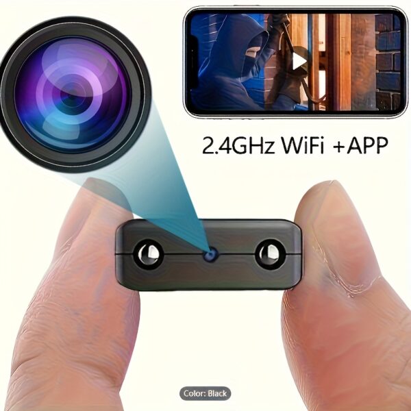 [Mini WiFi Security Camera] Mini WiFi Security Camera | Night Vision, Wide-Angle View, Remote Access, 2.4GHz Wireless, USB-Powered Indoor Surveillance, 480P HD Video Recording, Compact Design, Sleek Black, Durable Construction, No Battery Needed