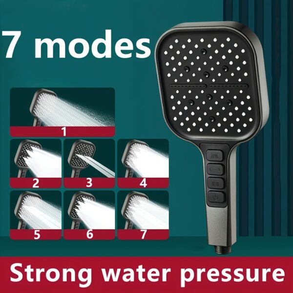 High-Pressure Handheld Shower with Square Wall-Mounted Massage Spray Head - 5 Spray Modes (Rain, Massage, Jet, Shower, Spa), Adjustable Temperature Control, No Electricity Needed, Durable Plastic Construction for Modern Bathrooms, Shower Accessories, Sleek Design, Highquality Finish, Home Spa Users