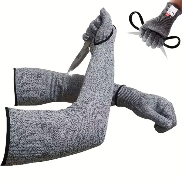 Protective Arm Sleeves + Protective Gloves Combo Set, Level 5 Protection Cut Resistant, Suitable for Outdoor, Cutting, Construction, Maintenance, Sea Fishing; Machine Washable; Superior Comfort and Dexterity; Lightweight;