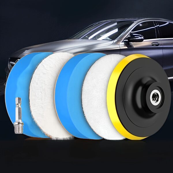 6-Piece Car Polishing and Waxing Pad Set - Sponge Rubber Buffing Pads Tool Kit for Drill and Angle Grinder, Multi-Model Compatibility, 4-Inch Vehicle Shine Accessories
