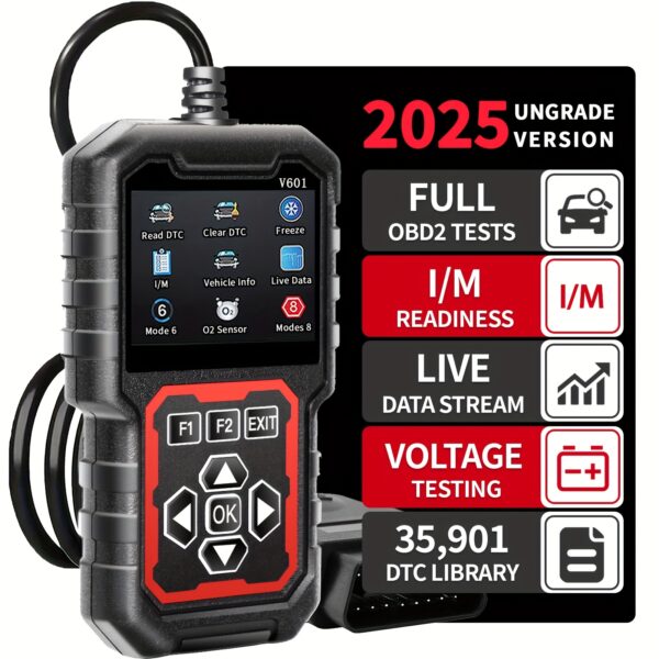 [V601 OBD2 Scanner] V601 OBD2 Scanner | Quick Check Engine Code Reader with Reset Function | Diagnostic Tool for All Vehicles Since 1996+ | Color Screen, Data Stream, O2 Test, Vehicle Info, I/M Readiness