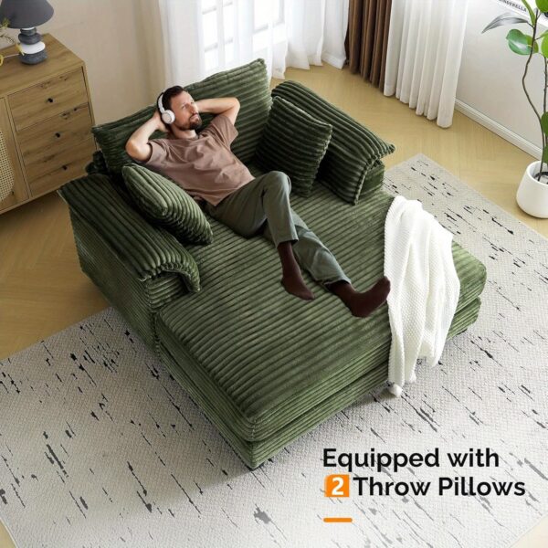 MOTOOS 56" Oversized Sofa Bed, Corduroy Recliner Oversized Sofa, Recliner Bed with Throw Pillows and Armrests, Upholstered Comfortable Sleeper Reading Chair for Living Room, Bedroom, Movie Room