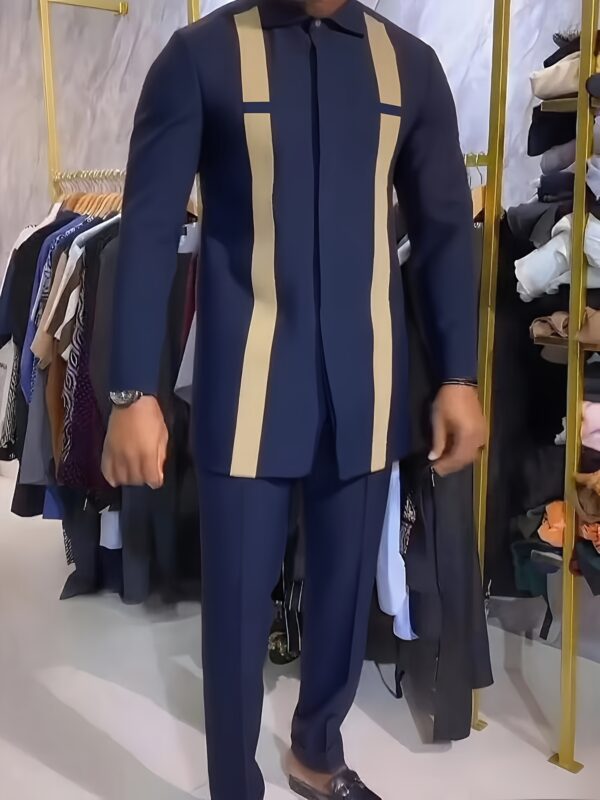 Men's fashion casual classic striped pattern digital print, long-sleeved shirt with casual trouser suit, suitable for everyday casual vacation sportssuits, Casual Wear, Casual Attire, Trendy Fashion, Modern Casual, Easy Care Fabric, Comfortable Material, Printed Shirt, Matching Suit, Men's Clothing, Urban Wear