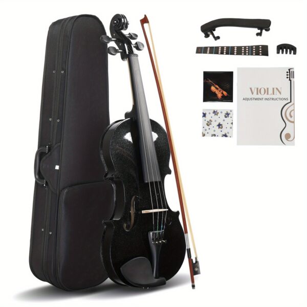 Full Size 4/ 4 Violin Set for Adults Beginners Students with Hard Case, Violin Bow, Shoulder Rest, Extra Strings and Sordine