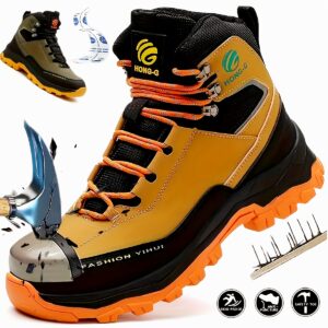 Men's Safety Shoes, Safety Boots, Anti Smash And Anti Puncture Work Shoes, Indestructible, Comfortable, Non Slip And Durable Lace Up Work Shoes, Men's Construction And Industrial Shoes, Steel Toe Shoes, Men's Work Boots, Men's Work Safety Shoes