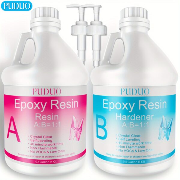 1 Gallon Crystal Epoxy Resin Kit, 8-Hour Quick Cure, Bubble-Free & Non-Yellowing, High Gloss, Self-Leveling, Low Odor, Suitable For Coating, Casting, Jewelry Making, River Tables, DIY Projects, Solid Wood Side Tables, Handicrafts