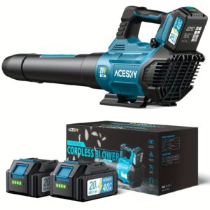 Leaf Blower Cordless - 150000RPM & 3 Speed Levels Electric Leaf Blower with 2 x 4.0Ah Battery and Charger, Extension Tube Blower for Lawn Care, Yard, Garage, Blowing Leaves, Dust or Snow., Best for Christmas