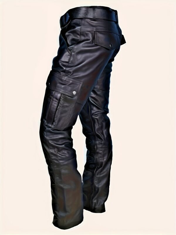 [Black Casual Pants] Regular Fit Men's Casual Pants | Solid Black with Multiple Utility Pockets, Adjustable Straps & Reinforced Stitching, Metallic Button Closure