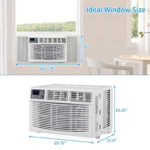 Smart 10000 BTU Window Air Conditioner with WiFi, Remote & App Control, Timer Function, Dehumidifier, Easy Install Kit for Rooms up to 450 Sq.Ft, White, MOTOOS