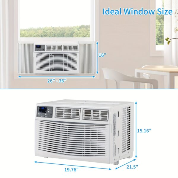 Smart 10000 BTU Window Air Conditioner with WiFi, Remote & App Control, Timer Function, Dehumidifier, Easy Install Kit for Rooms up to 450 Sq.Ft, White, MOTOOS