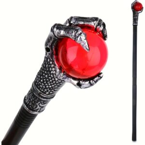 1pc Dragon Claw Staff with Metallic Finish - Gothic Halloween Costume Prop, Role-Playing Accessory, Stable Red orb - Durable Plastic Construction for Parties, Cosplay, Themed Events - Perfect for Dragon, Monster, Dark Fantasy Characters, Themed Event Accessory, Cosplay Equipment, Mystical Decor Piece, Intricate Claw Design, Fantasythemed Accessory, Sturdy Prop, Roleplay Accessory, Fantasy Fans