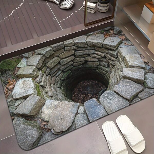 1pc Comfort Visual Illusion Effect Stone Wall Printed HD Door Mat, Non-Slip Bathroom Floor Mats, Microfiber Absorbent Machine Washable Polyester Rug for Bedroom, Living Room Entrance Carpet, Camping Picnic Rugs, Yoga Mat.Outdoor Mat, Outdoor Rug, Bedroom Carpet, Decorative Floor Mat, Soft Flannel Material, Durable Polyester, Picnic Blanket, Yoga Enthusiasts, Apartment Dwellers