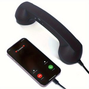 Type-C Interface Phone Microphone for Seniors, Tangle-Free Cable in Multiple Colors - Connects to Mobile Phones and Lands Calls, Adjust Volume Button Included. Retro Design: Stylish & Practical Gift Idea