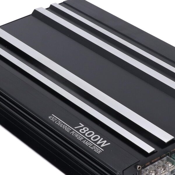 1pc 7800W Total Power (4-Channel Amplifier) - 4-Channel Car Audio Amplifier with Class AB Technology, 12V DC Power Supply, Compact & Heavy-Duty Aluminum Alloy Housing, 4-Channel Power Amplifier for Car, Truck, Boat, Motorcycle, UTV - High-Power Sound System with MP3 Cable Compatible, SQ Sound & Low-Frequency Impact for Bass-Heavy Music (Ideal for Subwoofer Systems), Power Amplifiers for Sound System, Car Mono Amplifier, Amplifier Board Kit, Small Amplifier for Car,