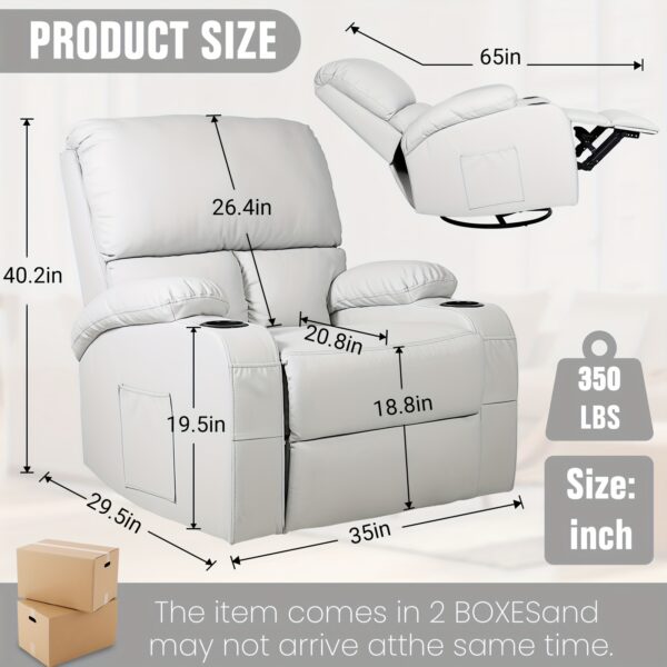 LEVELEVE Massage Rocking Recliner Chair with Remote Control, Electric Power Rocker Recliner with Heating & Massage, 360° Swivel, Heavy-Duty Base - Easy Assembly, for Living Room, Bedroom, RV - Gray Modern Recliner Sofa, Bedroom Seating, Sleek Design, Premium Comfort, Elderly Comfort