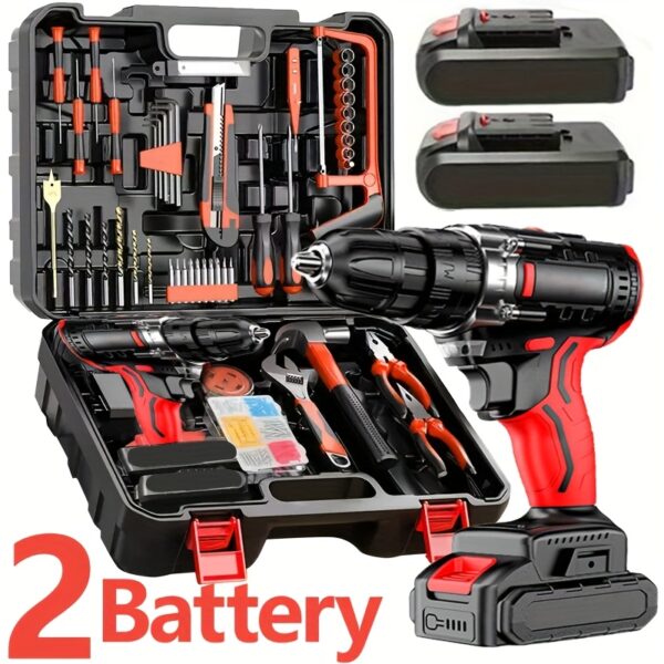 Rechargeable Drill Set/43pcs Manual Tool Set, 36VF Electric Screwdriver Electric Tool Drill Bag, US Size Plug, With Battery, Charger, Screwdriver And Home Maintenance Kit, Lithium Battery Repair And Other Items, Father'S Day Gift