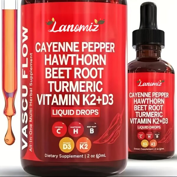 Vitamin K2 D3 Cayenne Pepper Liquid Drops, Beet Root, Turmeric, Ginseng, Ceylon Cinnamon, Daily Wellness Supplement, Allergy Friendly, 2.03oz, Suitable for Both Men And Women, The Perfect Gift to Treat Yourself Or Your Loved One! Happy Labor Day Deal