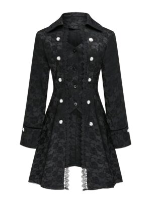 Women'S Vintage Floral coat - Elegant long Formal/Casual Outerwear with Button Front Closure, Structured Non-Stretch Fabric for Wedding, Halloween, Everyday - Timeless Women'S Clothing, Halloween Costume, Classic Lapel Collar, Detailed Button Closure, Party Wear, Retro Fashion, Highquality Stitching, Stylish Jacket, Fashion Lovers