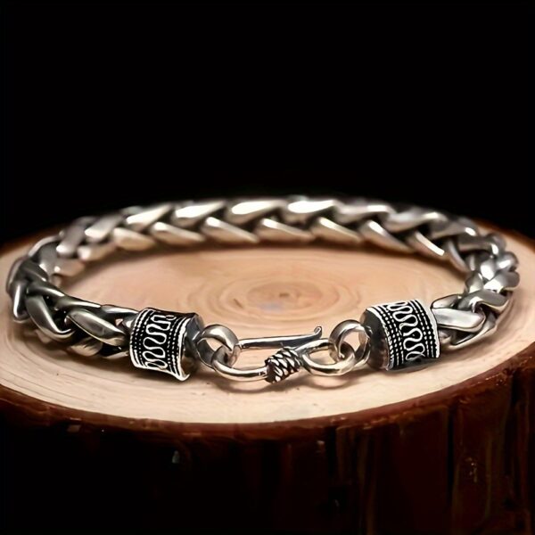 [Silvery Men's Golden Chain Gift] Men's Golden Chain Bracelet In Silvery Color With Easy Hook, A Punk Bracelet Gift