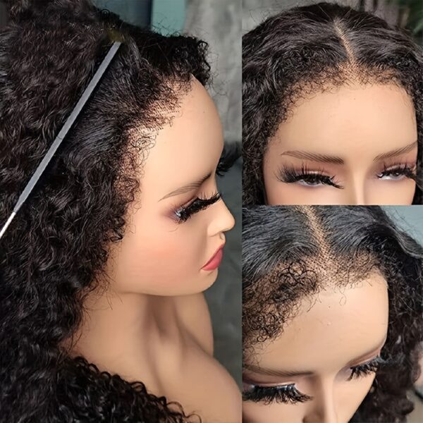13x4 Elegant Kinky Curly Lace Front Wig - 180% Density HD Transparent Human Hair Wig for Women, Natural Black Color, Voluminous Curls, Versatile Styling, Suitable for All Ethnicities