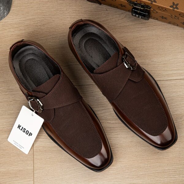 [Sophisticated Dress Shoes] Sophisticated Men's Business Casual Dress Shoes - Slip-On Loafers with Elastic Panels, Glossy Black, Square Toe & Rubber Sole for Weddings, Office, Daily Wear - All-Season Comfort, Wedding Shoes, Formal Footwear, Durable Traction Footwear