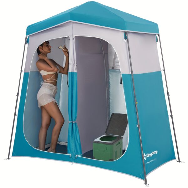 KingCamp Double-cabin Shower Tent, Available In Various Colors, Includes A Showerhead. Camping Equipment, Privacy Tent, Can Be Quickly Set Up And Assembled, Suitable For Showering, Using The Toilet, And Changing Clothes.