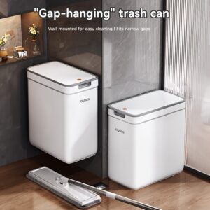 9L/ 2.38 Gallon Small Trash Can with Lid, Bathroom Garbage Can with Pop-Up Lid, Waste Basket for Bathroom, Kitchen, Bedroom, Powder Room, Craft Room, Office, College, White, Push-on Trash Can