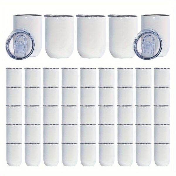 50 Pack 12oz Sublimation White Straight Wine Tumbler
