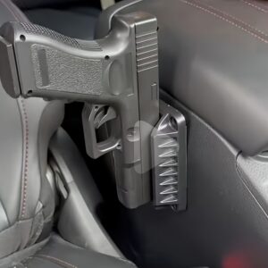 [1pc Magnetic Car Pistol Holder] 1pc Magnetic Quick Draw Car Pistol Holder - ABS Plastic Safety Structure, One Hand Operation, On-Board Weapon Storage, Ergonomic Design, Rugged & Compact for Hunting, Fishing & Outdoor Use (Black)