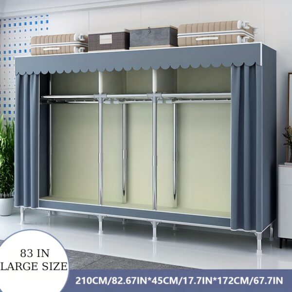 83-inch Simple Cloth Wardrobe with Zipper Steel Pipe Thickened Reinforced Assembly Thickened Dormitory Wardrobe Home Bedroom Apartment