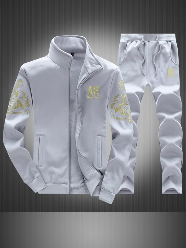 Fashionable Two-piece Men's Casual Sports Suit - Open Jacket and Straight Trousers Set for Spring and Autumn