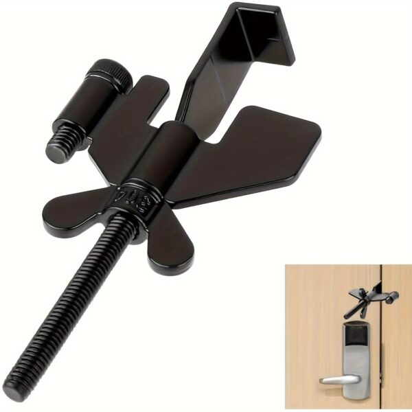 Heavy-Duty Adjustable Portable Door Lock - Oil-Rubbed Metal Finish, Manual Control, Security Device for Home, Hotel, Dorm - Compatible with Andersen Door Frame Support Bracket - Travel Safety and Privacy Enhancement Accessory