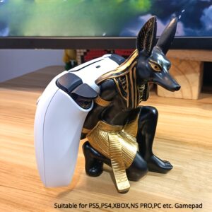 [Egyptian Game Stand] 1 Nubian Resin Game Controller Stand | Compatible with PS4/PS5 & NS Pro Controllers, Single Holder, Gaming Handheld Display Base, Egyptian Theme Decoration