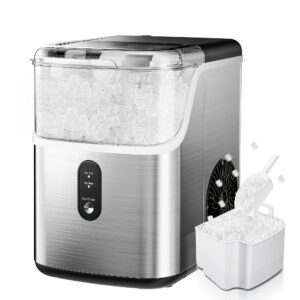 35 Pound Nugget Ice Machine And 26/28 Pound Bullet Ice Machine, Compact & Portable, Self-Cleaning Sonic Ice Maker with Ice Scoop&Basket, Perfect for Backyard BBQ, Camping, Outdoor Party, Kitchen, Black/Sliver/White