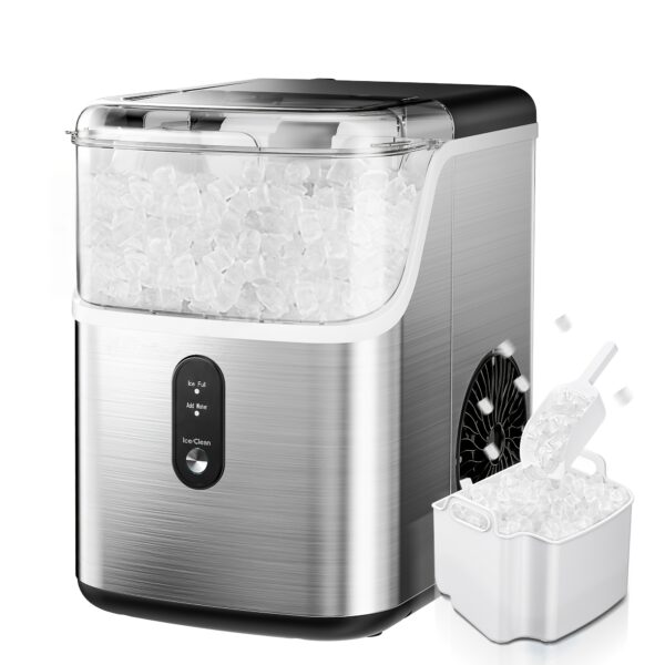 eda96170-a2fc-4917-85a0-ab1cbadd3a34.jpg 35 Pound Nugget Ice Machine And 26/28 Pound Bullet Ice Machine, Compact & Portable, Self-Cleaning Sonic Ice Maker with Ice Scoop&Basket, Perfect for Backyard BBQ, Camping, Outdoor Party, Kitchen, Black/Sliver/White