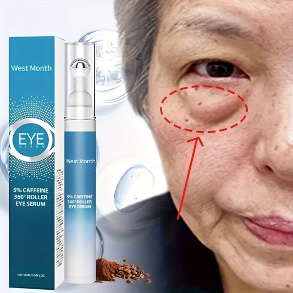 1pc Caffeine & Retinol Eye Cream with 360° Roller Ball Massage, Hyaluronic Acid & Glycerin - Moisturizes, Lifts & Tightens the Under-Eye Area,, Wrinkle & Fine Line Reduction, Fragrance-Free for All Light Beige Types, Daily Skincare