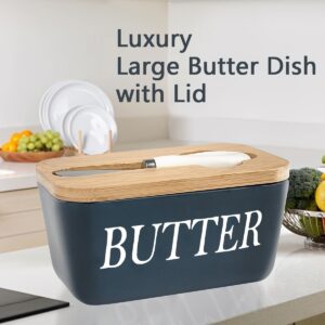 Luxury Large Butter Dish with Lid - Ceramic Countertop Keeper with Knife, High-Quality Silicone Sealing, and Easy-Clean Design - Perfect Kitchen Gift for Butter Lovers, Butter Dish for Kitchen Counter, Kitchen Storage Solution, Modern Kitchenware, Durable Kitchen Item