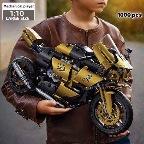 1000+ 1:10 Scale Black & Golden Mechanical Motorcycle Model with 28 Alloy Joints, Detachable Accessories, Vintage Industrial Finish – Perfect Gift for Halloween, Christmas, Thanksgiving, New Year, Valentine's Day