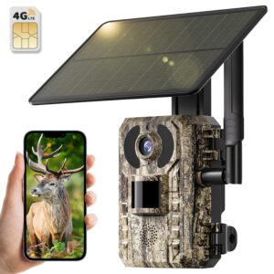 4G LTE Cellular Smart Trail Camera, With HD Real-time Viewing, Built-in SIM Card, Remote Application Access, Video Playback, Action Activation, Night Vision, With Solar Panel, Waterproof Is More Suitable For Use In Mountains, Forests, Farms, Etc., Great Outdoor Gift For Men