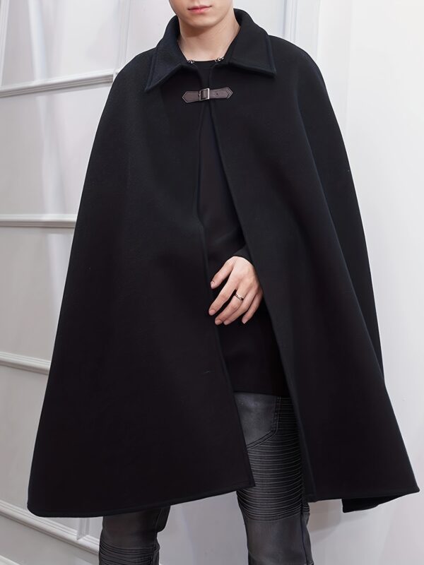 [INCERUN Men's Cloak Coat] INCERUN Men's Cloak Coat Jacket | Faux Blend Loose Fit Lapel Collar One-Button Front, Solid Color Streetwear Cape Coat for Spring, Machine Washable | Sizes S-5XL, Versatile Layering Piece, Trenchstyle Cape, No Stretch Fabric, PLUS SIZE