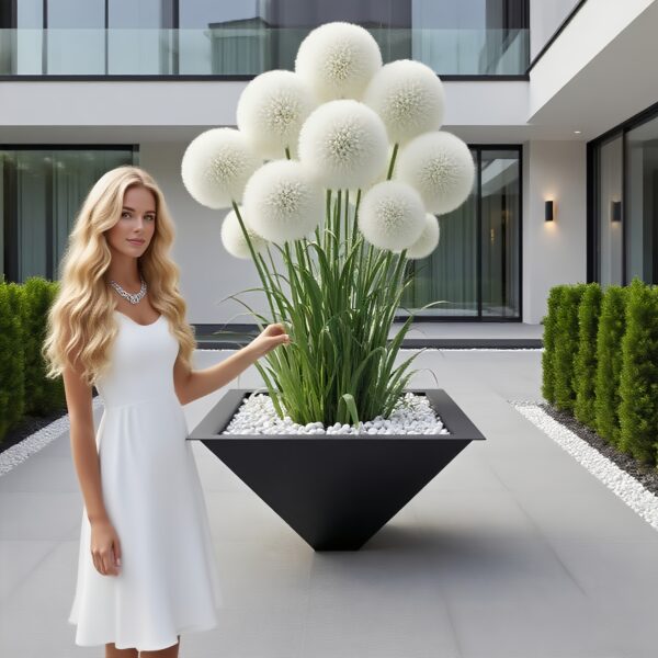 f132d4a5-5ab2-47c8-a1f2-aa18ff10d239.jpg 3 Large Bundles of Artificial Green Onion Grass Plants with 9 White Balls - Realistic Fake Flower Bouquet for Home Decor, Easy to Maintain; Suitable Indoor and Outdoor Use at Weddings, Anniversaries, Thanksgiving & Halloween – No Vase Included — Perfect Gift