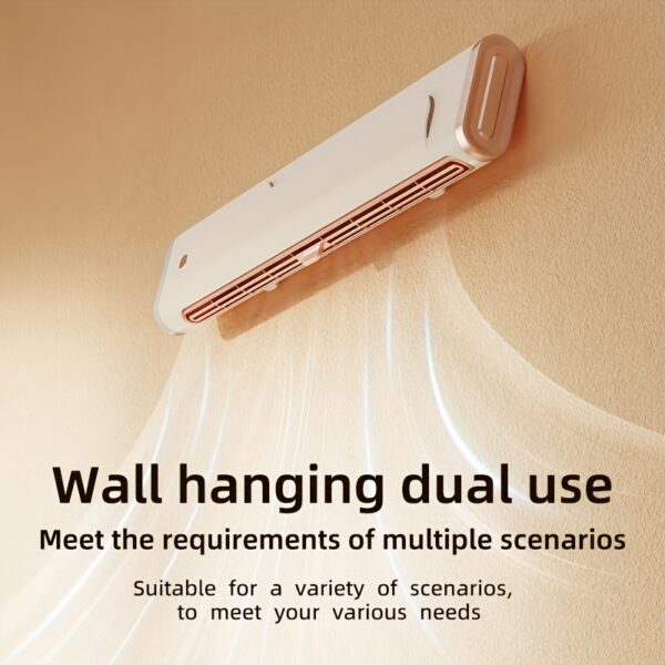 [3-in-1 Bladeless AC Fan] 3-in-1 Bladeless Air Conditioner Fan - Vertical/Horizontal/Wall-Mounted, USB/Battery Powered, Large Ventilation Opening, Multi-Functional for Office & Home Cooling, Portable for Travel, Sleek White & Orange, Energy-Efficient, Sturdy Construction, Minimalist & Lightweight Design