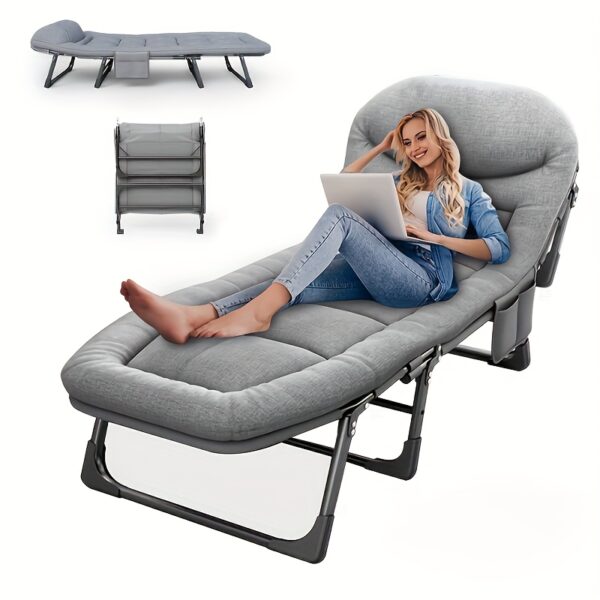 Heavy-Duty 600 lbs Capacity Portable Folding Camping Bed with Mattress & Pillows - 6-Position Adjustable Outdoor Sleeping Bed, 28-Inch Wide Sturdy Frame, Breathable Fabric & Ergonomic Support for Adults, Camping, Hiking, Backyard, Travel - Lightweight & Compact Design, Foldable Bed With Mattress, Folding Bed With Mattress, Fold Out Bed, Camping Bed Foldable, Cot For Sleeping, Cot For Camping, Foldable Bed, Camping Cot, Cot Bed