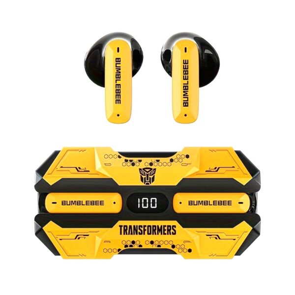 [Wireless Headphones] TRANSFORMERS- Immersive Shocking Sound Effects, Wireless Connection, Volume Control, Type-C Charging Case| Suitable for gaming and music enthusiasts, sports headphones, wireless audio, Transformers theme, metallic texture, compact size, with voice call