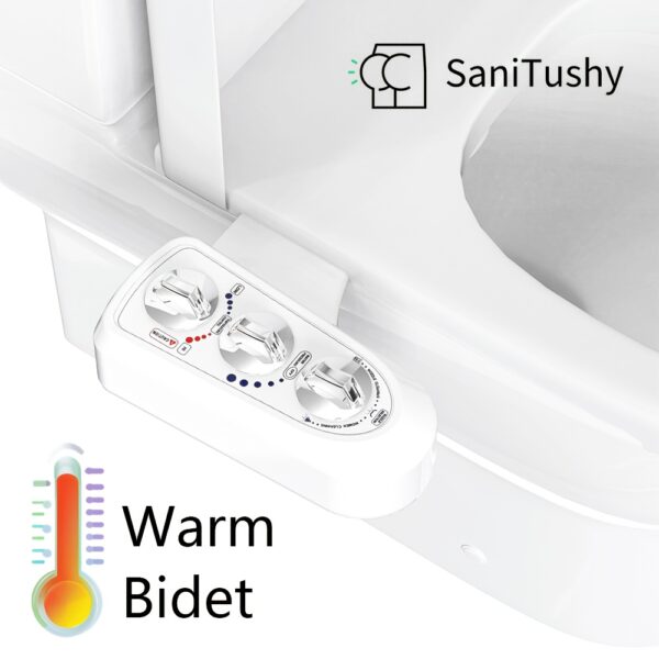 SaniTushy Hot And Cold Bidet Warm Water Bidet Non Electric Nozzle Self Cleaning Water Pressure And Temperature Controllable Brass Inlet Bidet Spray Toilet Seat Bidet Attachment