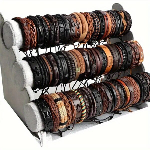 50pcs retro adjustable bracelet DIY woven bracelet mixed gender style black brown cuff bracelet party gift
