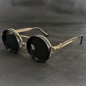 Men'S Retro Lycra Style Rotating Sunglasses- Adjustable Brightness Steampunk Style Alloy Frame, Black and Gray Gradient Lenses, Travel and Fashion Accessories, Sunglasses, Party Sunglasses, Suitable for Bohemian Style Sunglasses