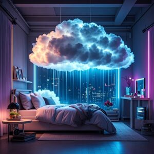 AJK 36.6" USB-Powered 3D Cloud Light with Music Rhythm, Multi-Color Changing LED String Lights for Gaming Room & Bedroom Decor, Close-Up Light Source, Button Control, Christmas Product, Gaming Room Decor | Vibrant LED Lights | Decorative Lighting, Gaming Room Decorations