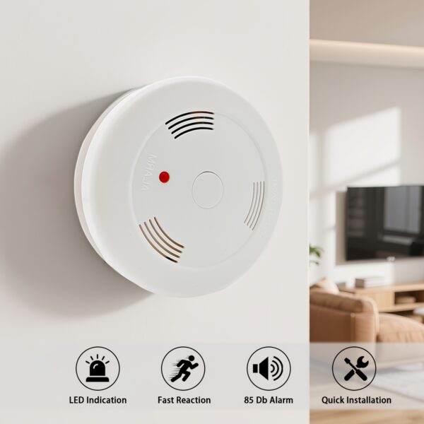 Smoke Detector, Photoelectric Smoke Alarm with 9V Spare Battery, Household And Commercial Fire Alarm, with LED Indicator Light And Mute Button, Suitable for Home And Kitchen, Easy to Install, Battery-powered, Two Specifications Available, Smoke Alarm for Home, Kitchen Safety, Fire Detection, Compact Design, Easy Installation, Durable Construction, Highquality Sensor, Smoke Sensor, Safety Device, Restaurant Owners, Property Managers